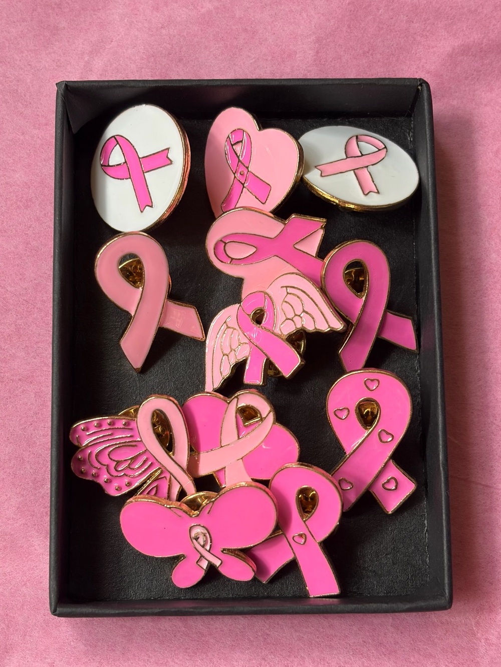 Pink Ribbon Awareness Enamel Pin Set - Picture 5 of 6